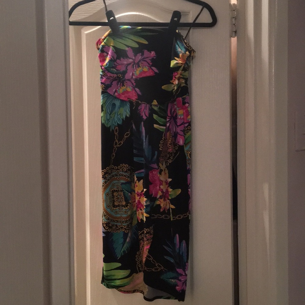 strapless colorful dress